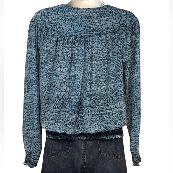 Women’s Michael Kors Blue Printed Long Sleeve Blouse Size S - Picture 2 of 11